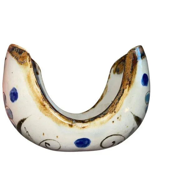 Ken Edwards Vintage Candle Holder Tonala Pottery Bird Hand Painted U Shape